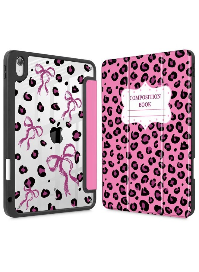 Mektron Case for 2025 iPad 11 inch (A16 Chip) 11th Gen Fit iPad 10th Gen10.9 inch 2022, Buit in Pencil Holder with Shockproof Cover Clear Shell + Trifold Stand + Auto Wake/Sleep, Composition Book-Bows - Image 1