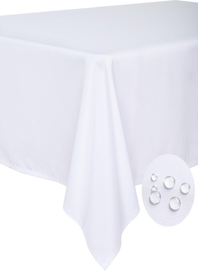 BYDOLL Table Cloth White 70x120 Inch Tablecloth for 8 Foot Rectangle Tables Outdoor Washable Wrinkle Free and Spillproof Polyester Tablecloth for Festival Camping Picnic Party Cover - Image 1