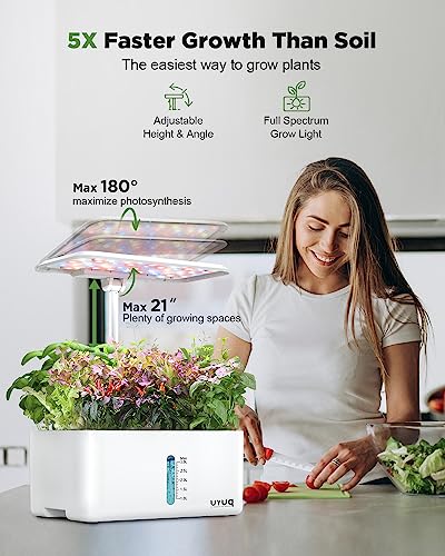 URUQ Hydroponics Growing System Indoor Garden: 8 Pods Herb Garden Kit Indoor with LED Grow Light Quiet Smart Water Pump Automatic Timer Healthy Fresh Herbs Vegetables - Hydroponic Planter for Home Kitchen - Image 2