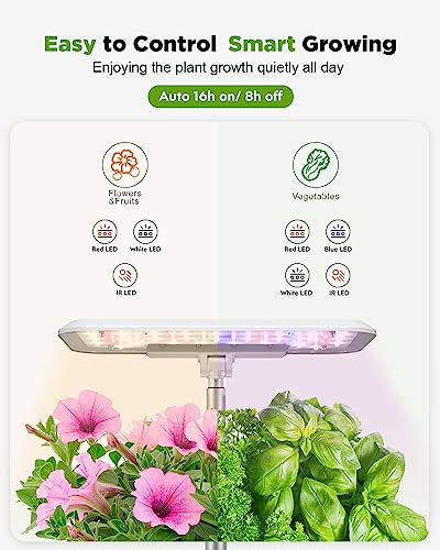 URUQ Hydroponics Growing System Indoor Garden: 8 Pods Herb Garden Kit Indoor with LED Grow Light Quiet Smart Water Pump Automatic Timer Healthy Fresh Herbs Vegetables - Hydroponic Planter for Home Kitchen - Image 4