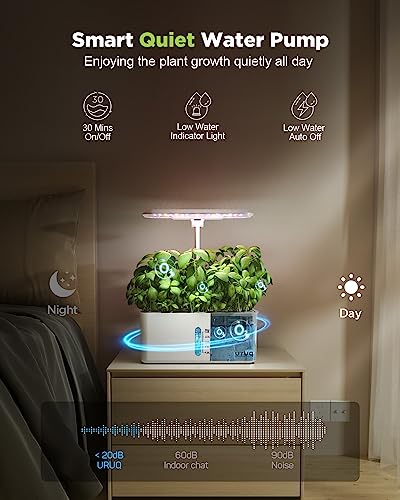 URUQ Hydroponics Growing System Indoor Garden: 8 Pods Herb Garden Kit Indoor with LED Grow Light Quiet Smart Water Pump Automatic Timer Healthy Fresh Herbs Vegetables - Hydroponic Planter for Home Kitchen - Image 3
