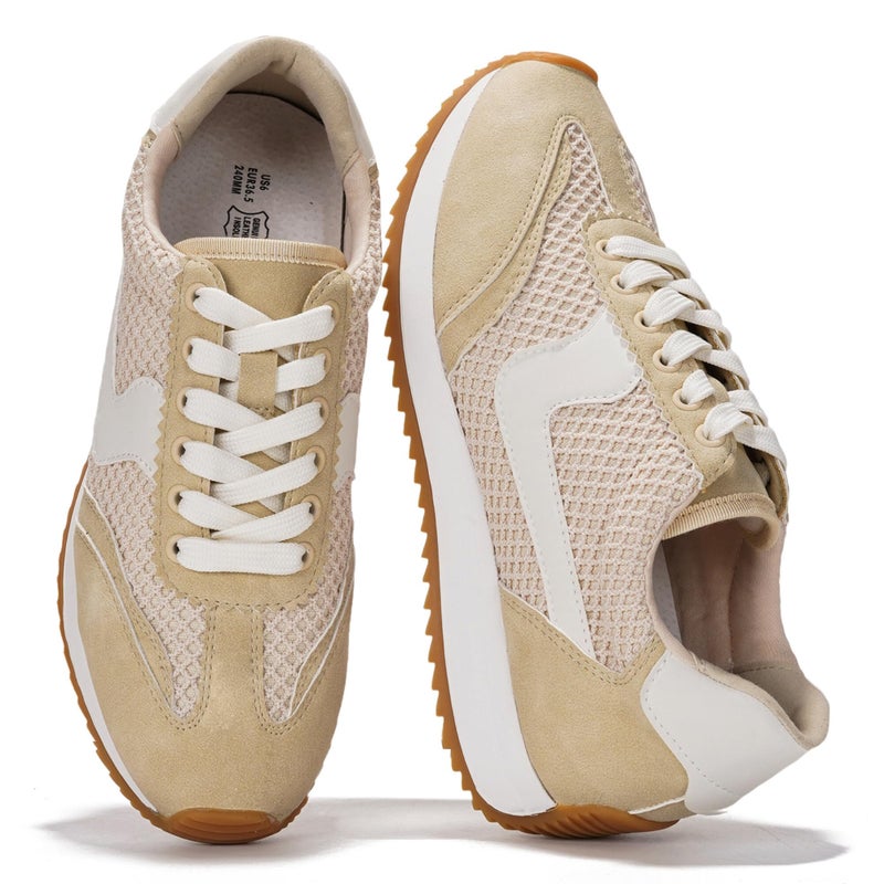 Project Cloud Fashion Sneakers for Women 2026 â€“ Lightweight Lace-Up Shoes for Women with Memory Foam Insoles â€“ Trendy Womens Shoes â€“ Non-Slip, Comfortable Womens Sneakers (Madison, Taupe,11) - Image 1