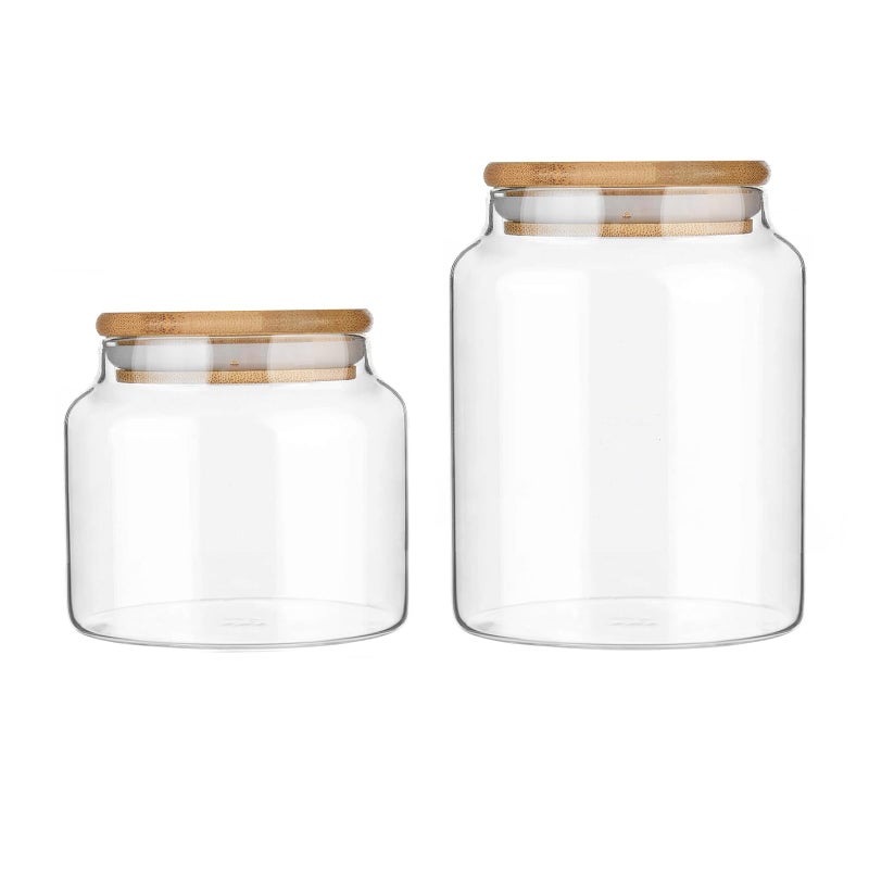 Custde Glass Jar with Lid, 28.7 FL oz Airtight Glass Storage Jar Glass Food Storage Containers for Kitchen Counter, Pantry, Decorative for Coffee, Sugar, Candy Jar Cute (Bamboo 28.7 FL OZ) - Image 3