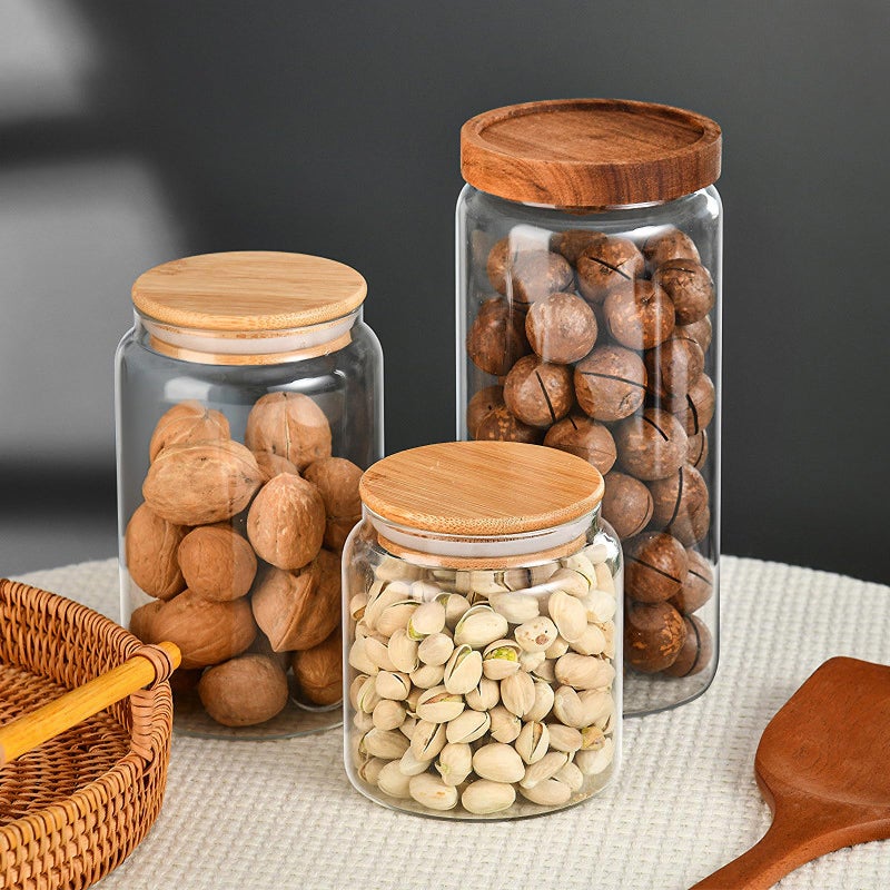 Custde Glass Jar with Lid, 28.7 FL oz Airtight Glass Storage Jar Glass Food Storage Containers for Kitchen Counter, Pantry, Decorative for Coffee, Sugar, Candy Jar Cute (Bamboo 28.7 FL OZ) - Image 5