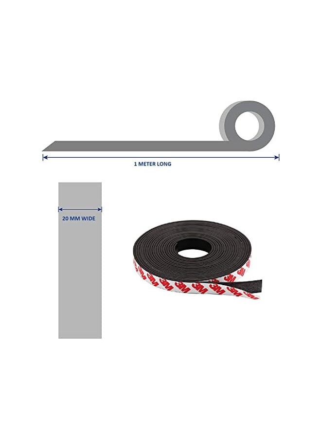 PROMASS promass Magnetic Tape with Adhesive, Magnet Tape Roll with 3M Strong Adhesive Backing. Perfect for DIY, Art Projects, whiteboards & Fridge Organization | 20 mm Wide x 1 Meter Long  - Image 2