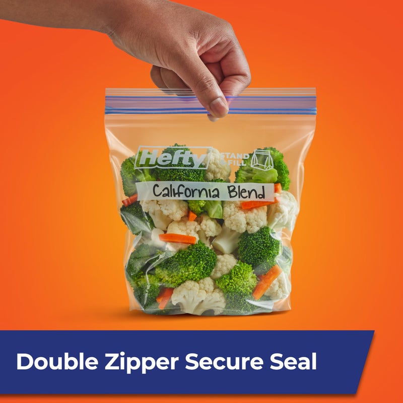 Hefty Press to Close Plastic Freezer Bags, Quart Size, 25 Count - Image 2