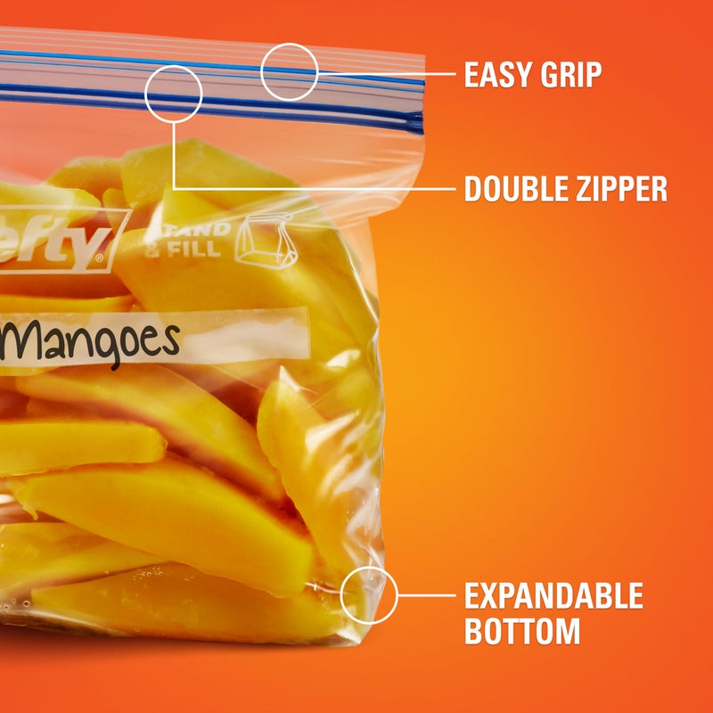 Hefty Press to Close Plastic Freezer Bags, Quart Size, 25 Count - Image 4
