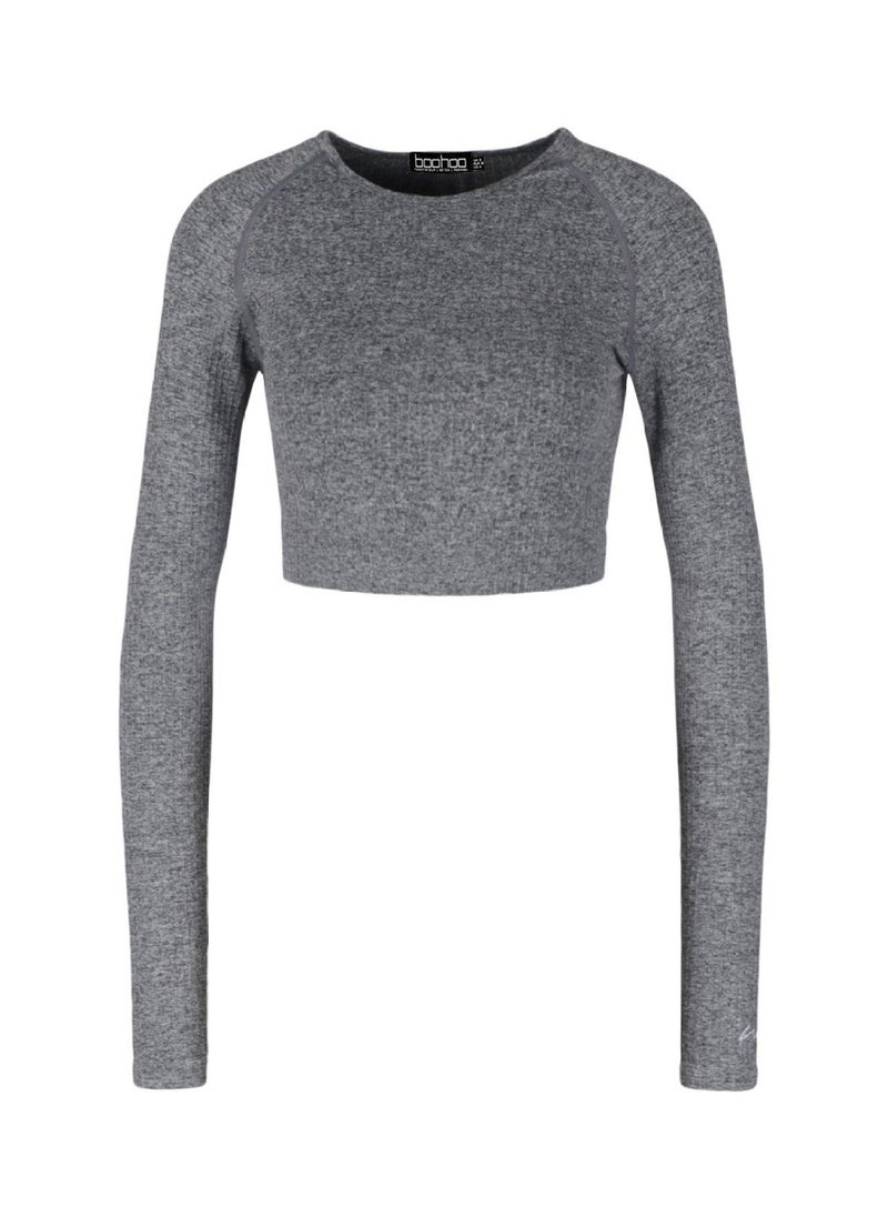 boohoo - Rib Seamless Long Sleeve Gym Top - Image 1