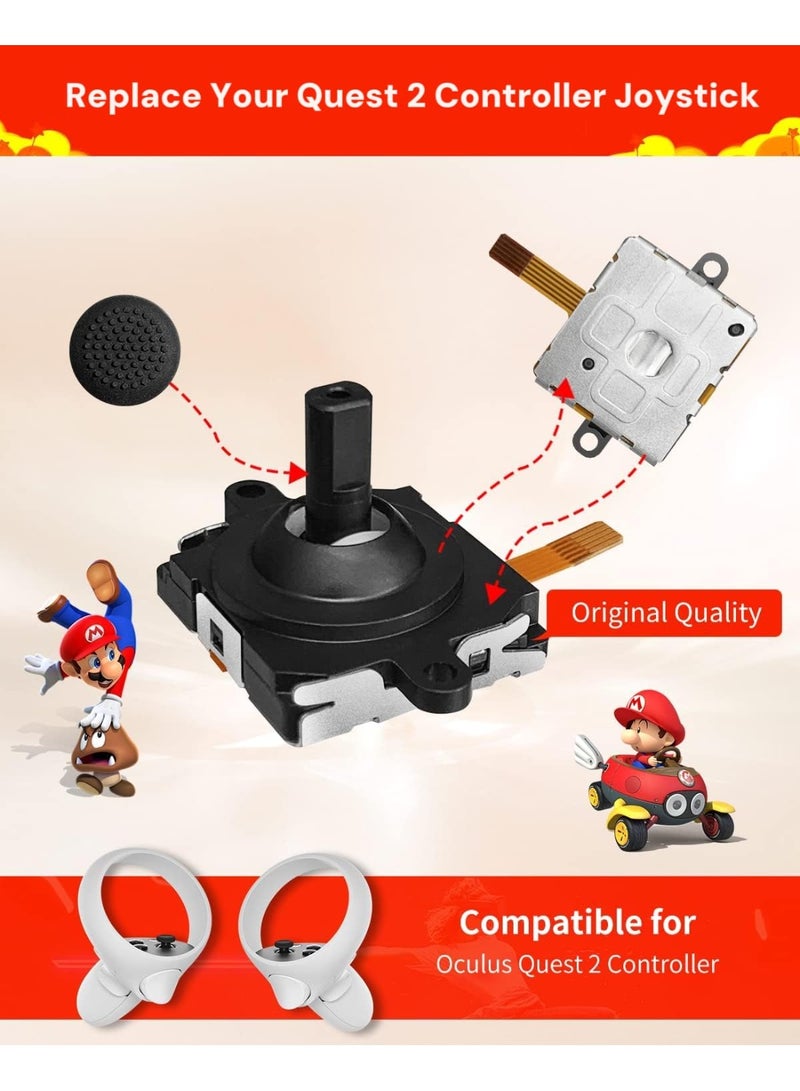 شابية مجموعة استبدال عصا التحكم 9 في 1 لجهاز تحكم Oculus Quest 2/3، مجموعة إصلاح لجهاز تحكم Meta Quest 2/3، تتضمن 2 عصا تحكم، مفك براغي T5، ملقط، أداة رفع، 4 مقابض عصا تحكم - Image 2