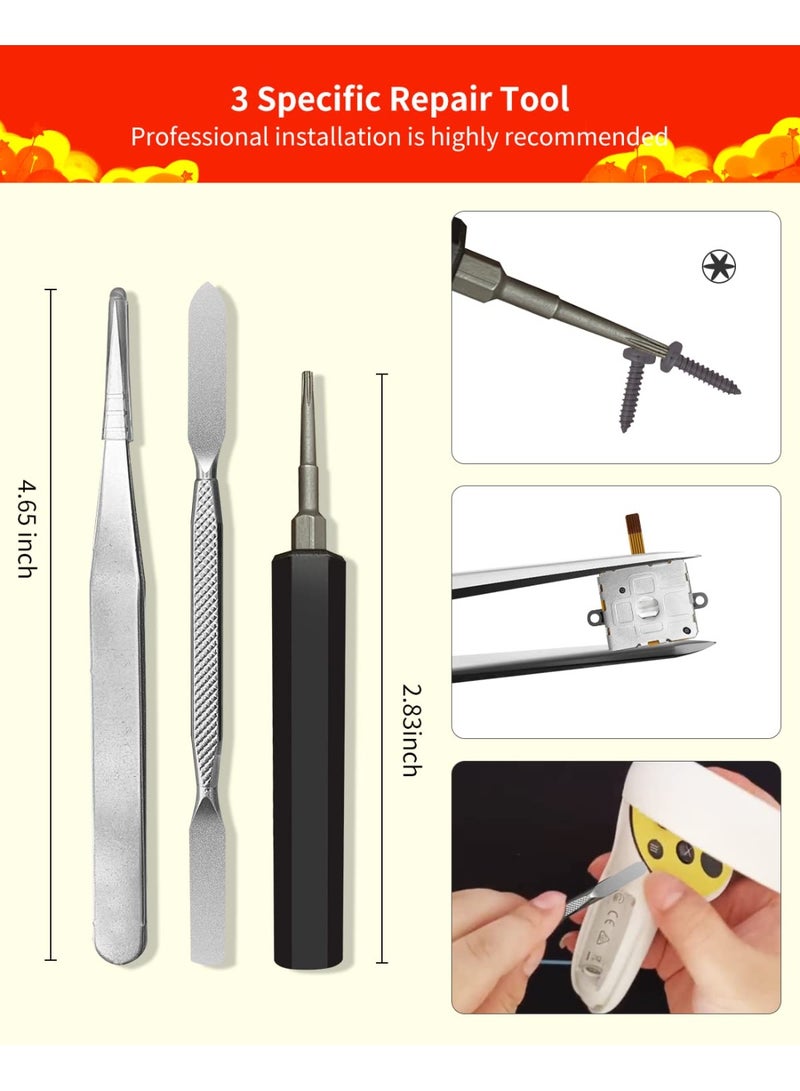 شابية مجموعة استبدال عصا التحكم 9 في 1 لجهاز تحكم Oculus Quest 2/3، مجموعة إصلاح لجهاز تحكم Meta Quest 2/3، تتضمن 2 عصا تحكم، مفك براغي T5، ملقط، أداة رفع، 4 مقابض عصا تحكم - Image 4