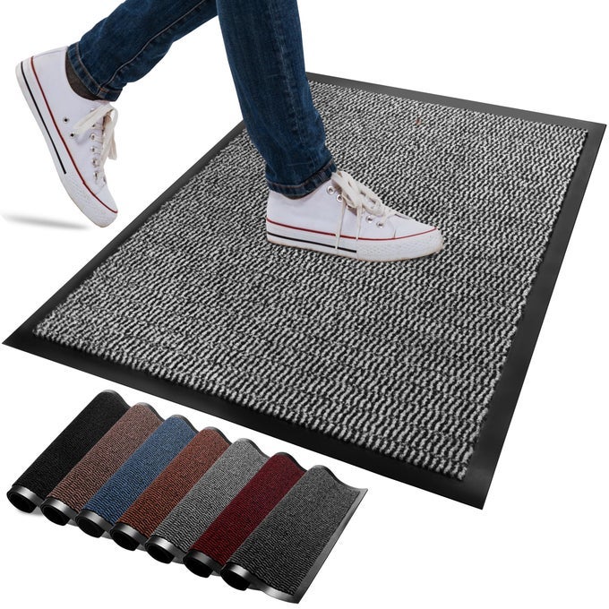 WASHABLE DOOR MATS INDOOR OUTDOOR NONSLIPPERY HEAVY DUTY DOORMATS INDOOR HIGHLY ABSORPTIVE RUBBER DOOR MAT PERFECT FOR KITCHEN HOME AND HOTEL ENTRANCE GREY 40X60 CM