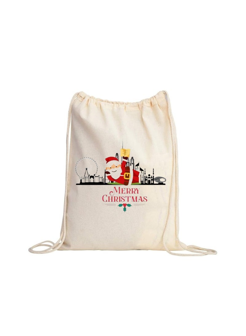 PRINTSHOP4ME Christmas Santa Drawstring Bags With Christmas Design-Durable Sports Backpack For Kids,Great For School And Everyday Use,Lightweight For Everyday Use - Image 1