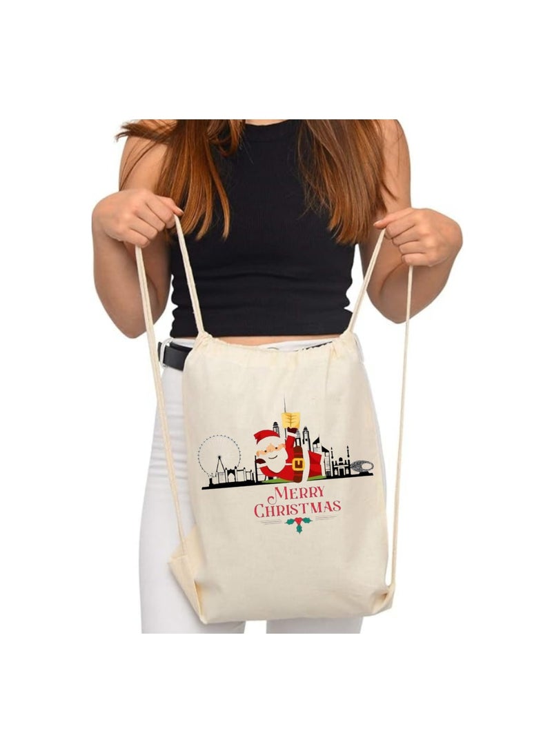 PRINTSHOP4ME Christmas Santa Drawstring Bags With Christmas Design-Durable Sports Backpack For Kids,Great For School And Everyday Use,Lightweight For Everyday Use - Image 3