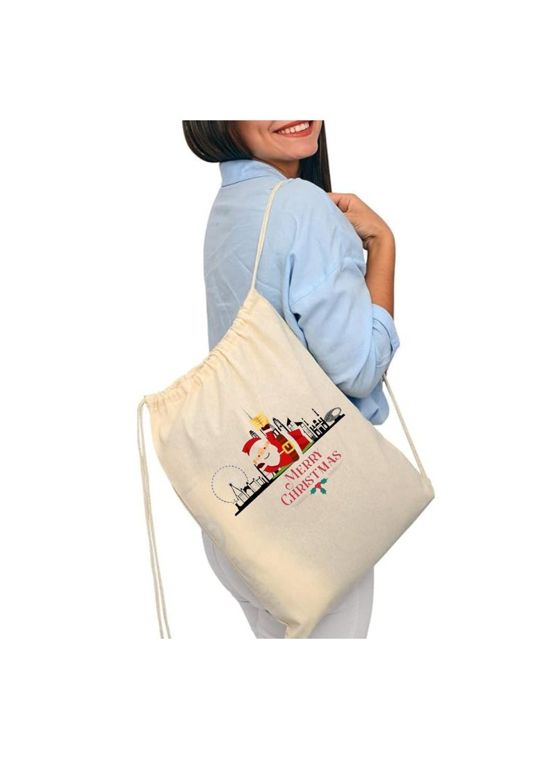 PRINTSHOP4ME Christmas Santa Drawstring Bags With Christmas Design-Durable Sports Backpack For Kids,Great For School And Everyday Use,Lightweight For Everyday Use - Image 4