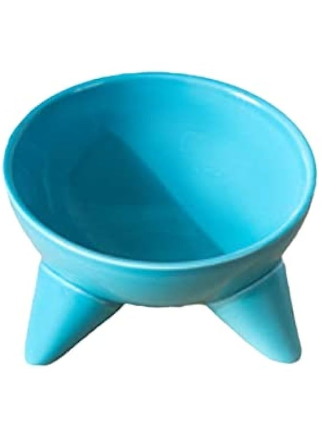Pet Ceramic high Bowl Slanting Mouth cat Bowl Anti Black Chin cat Food Bowl cat Drinking Bowl Anti Spill Dog Bowl Supplies-Sky Blue  - Image 1