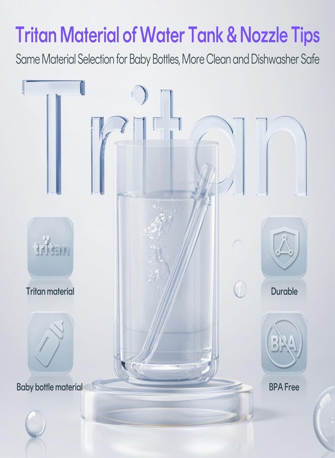 bixdo Water Flosser Travel Size - Portable Water Flosser Cordless for Teeth Gums Braces Cleaning, Oral Irrigator with 3 Modes, IPX7, Low Noise for Adult Kids, Mini Travel Essentials, A30 Pro Purple - Image 2