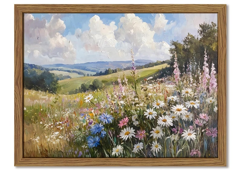 YSGGTR Framed Vintage Wildflower Canvas Wall Art Nature Botanical Floral Wall Decor Pictures Rustic Farmhouse Daisy Landscape Paintings Prints for Living Room Bedroom Bathroom Office 12x16 inch - Image 2