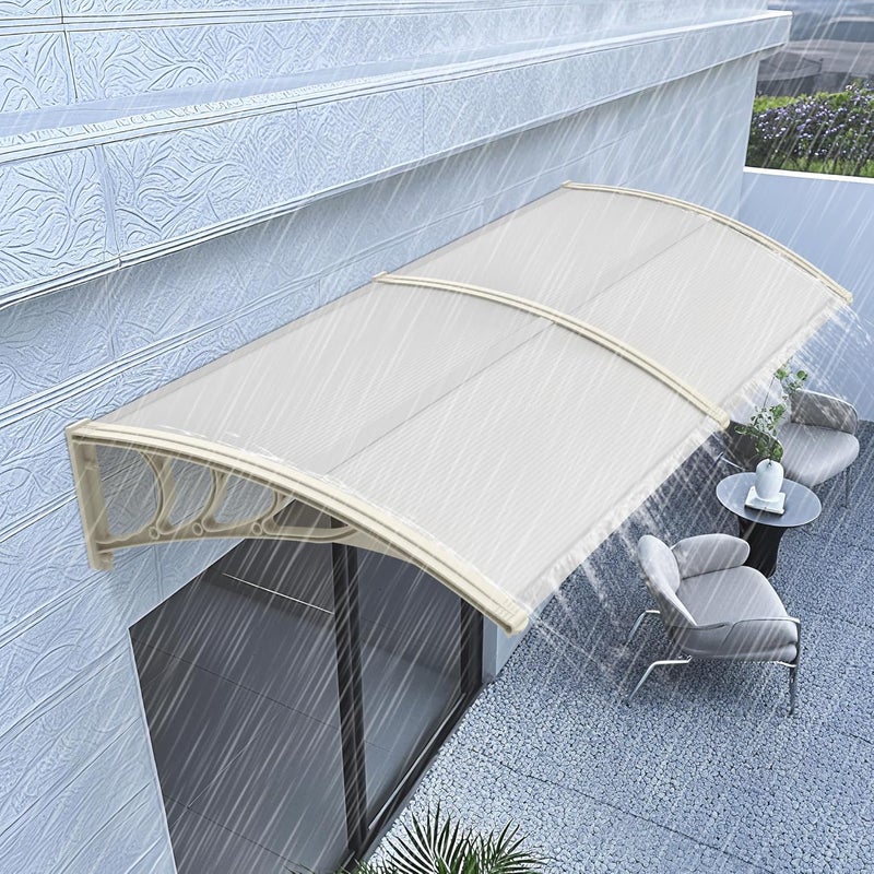 MCombo 78.2 inch Window Awning Outdoor Polycarbonate Hollow Sheet Door Patio Canopy (40''x80'', White Panels with White Bracket) - Image 5