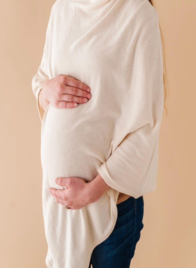 MakeMake Organics Knit Breathable Nursing Cover Up for Breastfeeding - Soft GOTS Certified Organic Cotton Breastfeeding Cover Up for Women - Privacy Feature, Vanilla - Image 3