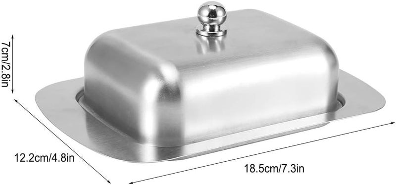 Stainless Steel Butter Dish with Lid and Handle, Double Insulated Butter Keeper for Refrigerator or Tabletop, Silver Kitchen Accessories for Cheese Bread Dessert - Image 3