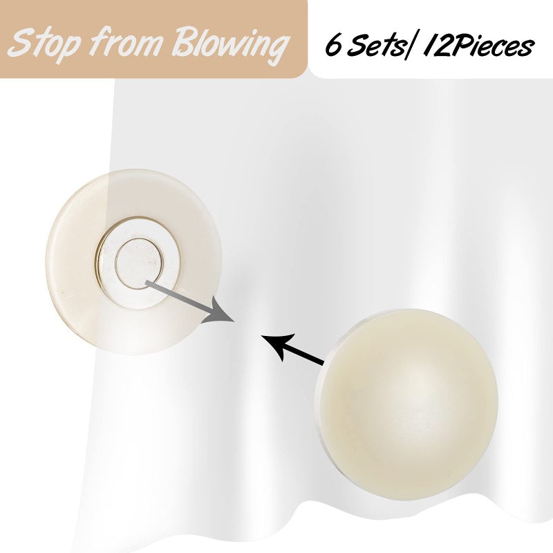 Jetec أوزان ستائر مغناطيسية، مغناطيسات ستائر دش ثقيلة مغطاة بالبلاستيك بدون خياطة، لتجنب التطاير، تعمل للستائر، مفرش الطاولة، العلم، بطانة الستائر الخارجية (بيج، 6 مجموعات) - Image 4