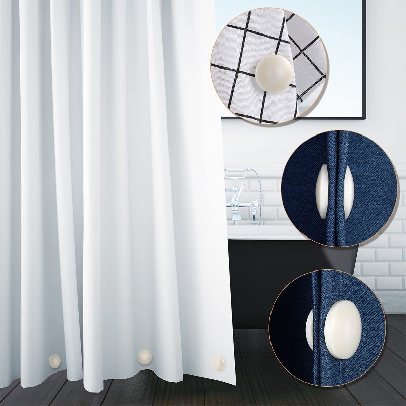 Jetec أوزان ستائر مغناطيسية، مغناطيسات ستائر دش ثقيلة مغطاة بالبلاستيك بدون خياطة، لتجنب التطاير، تعمل للستائر، مفرش الطاولة، العلم، بطانة الستائر الخارجية (بيج، 6 مجموعات) - Image 5