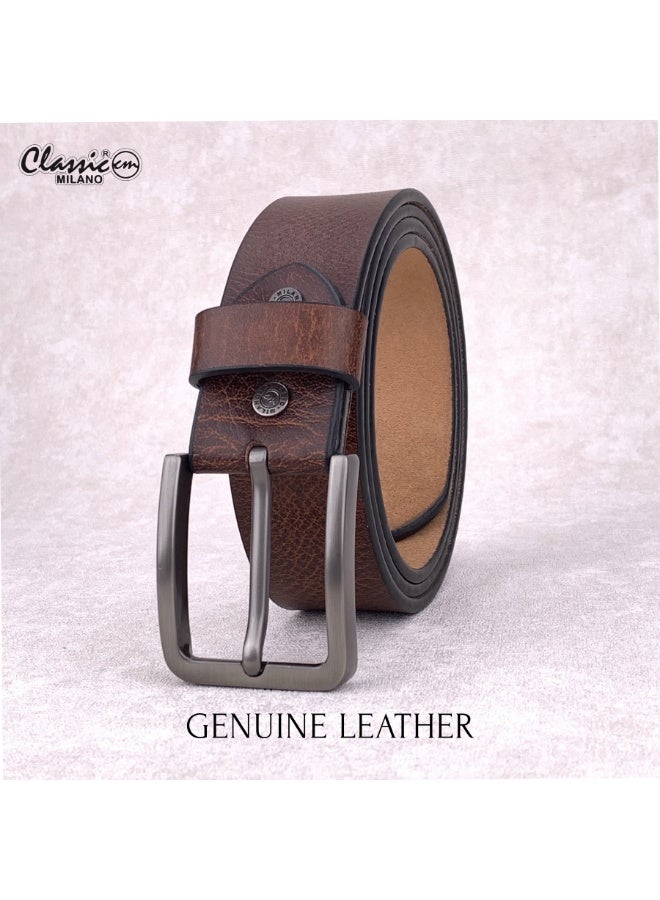 Classic Milano Genuine Leather Belt for Men - Semi-Casual & Party Wear Belt for Jeans, Casual Outfits, and Gifts - Black, Brown & Tan Men’s Belt - Image 3