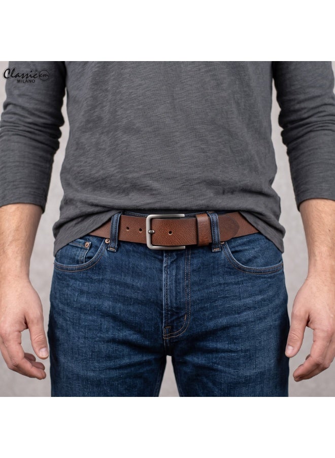Classic Milano Genuine Leather Belt for Men - Semi-Casual & Party Wear Belt for Jeans, Casual Outfits, and Gifts - Black, Brown & Tan Men’s Belt - Image 2