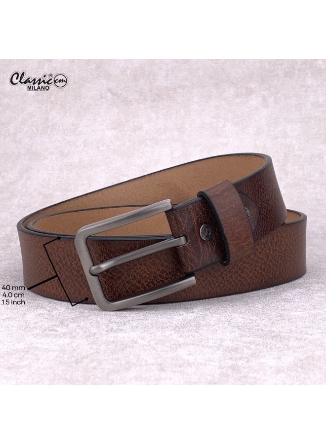 Classic Milano Genuine Leather Belt for Men - Semi-Casual & Party Wear Belt for Jeans, Casual Outfits, and Gifts - Black, Brown & Tan Men’s Belt - Image 5