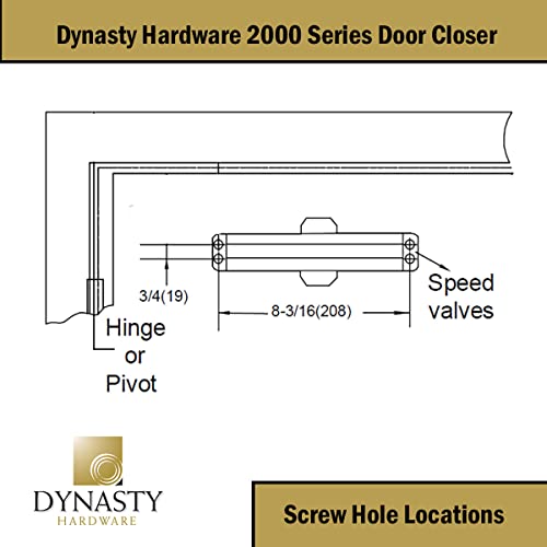 Dynasty Hardware Door Closer, Commercial Hydraulic Closer, Self-Closing, Spring Size 2, ADA Compliant, Surface Mount, Sprayed Duronotic Bronze, Series 2000 - Image 3
