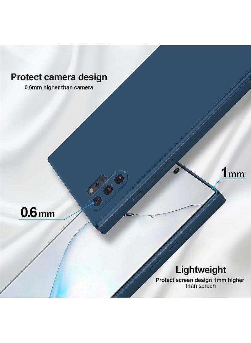 DUSALA Silicone Case Compatible with Samsung Galaxy Note 10 Plus Full Body Silky Soft Touch Phone Case with Camera Protection Shockproof Cover with Microfiber Lining(Blue) - Image 3