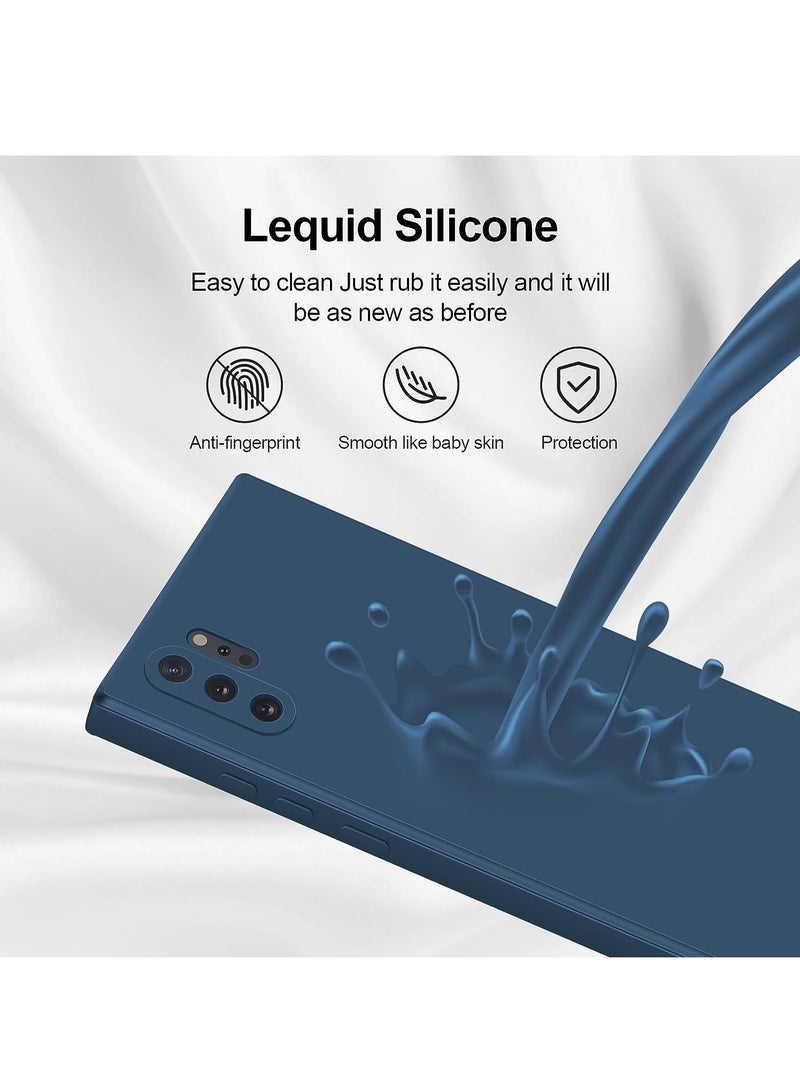 DUSALA Silicone Case Compatible with Samsung Galaxy Note 10 Plus Full Body Silky Soft Touch Phone Case with Camera Protection Shockproof Cover with Microfiber Lining(Blue) - Image 4