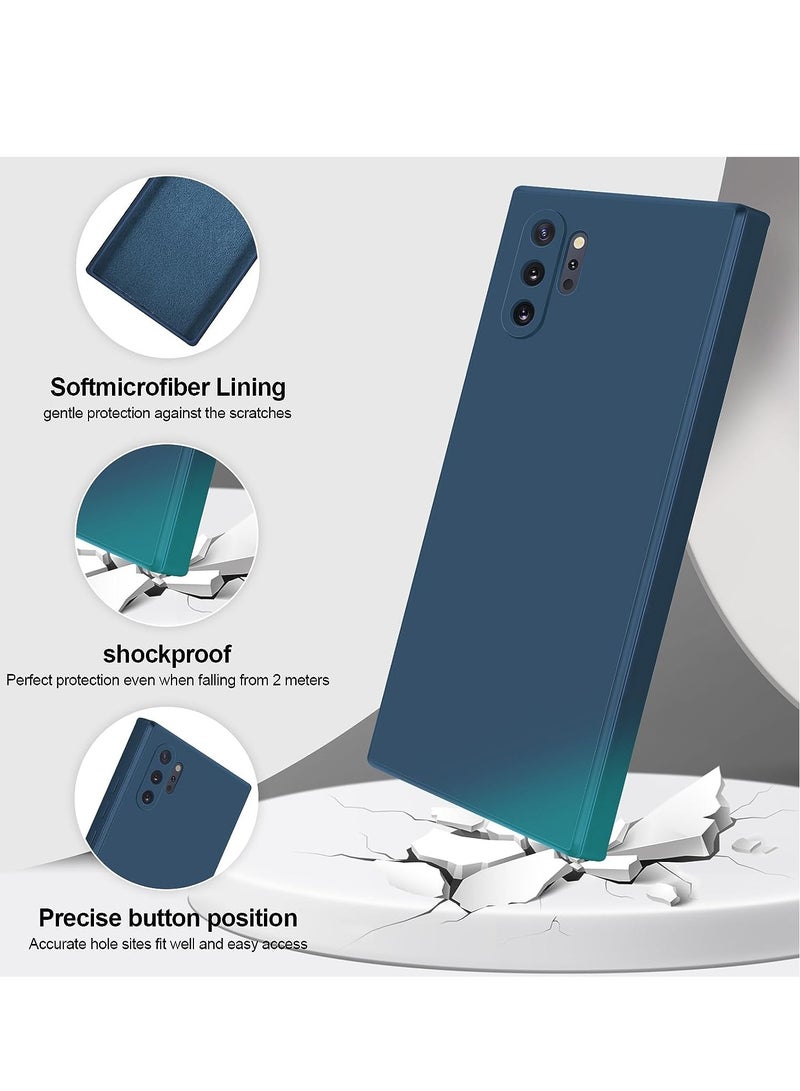 DUSALA Silicone Case Compatible with Samsung Galaxy Note 10 Plus Full Body Silky Soft Touch Phone Case with Camera Protection Shockproof Cover with Microfiber Lining(Blue) - Image 2