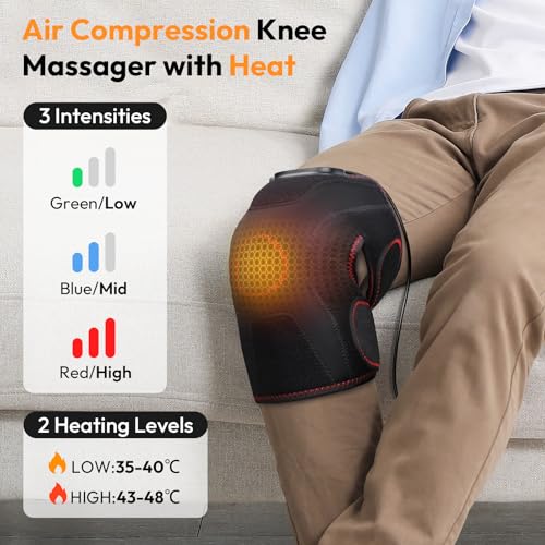 QUINEAR Air Compression Knee Massager with Heat Knee Brace Wrap for Arthritis Pain Relief Heating Pad for Knee for Circulation and Pain Relief3 Modes 3 Intensities - Image 5
