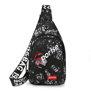 New Mens Casual Oxford Crossbody Chest Bag for Sport Black