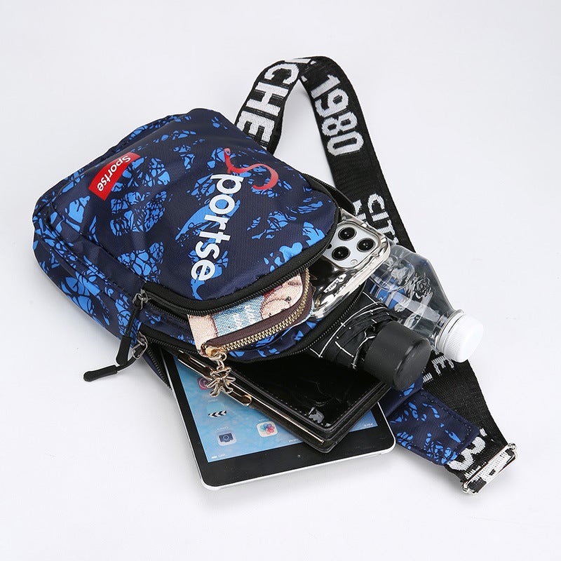 New Mens Casual Oxford Crossbody Chest Bag for Sport Black