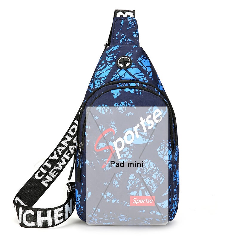 New Mens Casual Oxford Crossbody Chest Bag for Sport Black