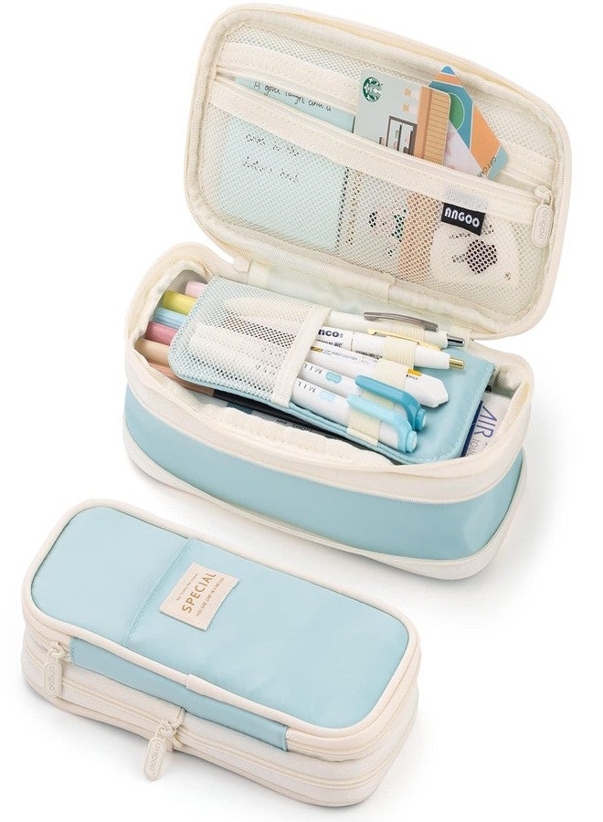 EASTHILL Big Capacity Pencil Case Large Pencil Pouch Stationery Pen Bag for Teen Girls-Green (Sky Blue) - Image 1