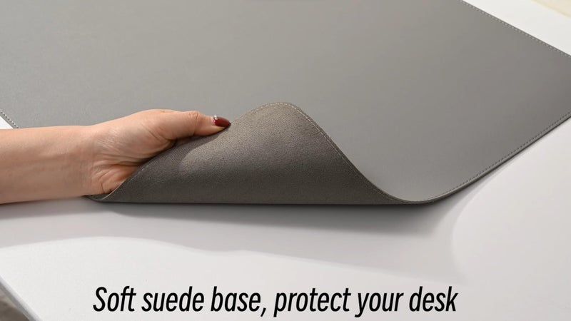 AROPANA Anti-Slip Extended Mouse Pad | PU Vegan Leather Desk Mat | Large Computer Desk Protector Pad with Suede Base for Keyboard, Laptop, Office & Home (60x35CM, Grey) - Image 2