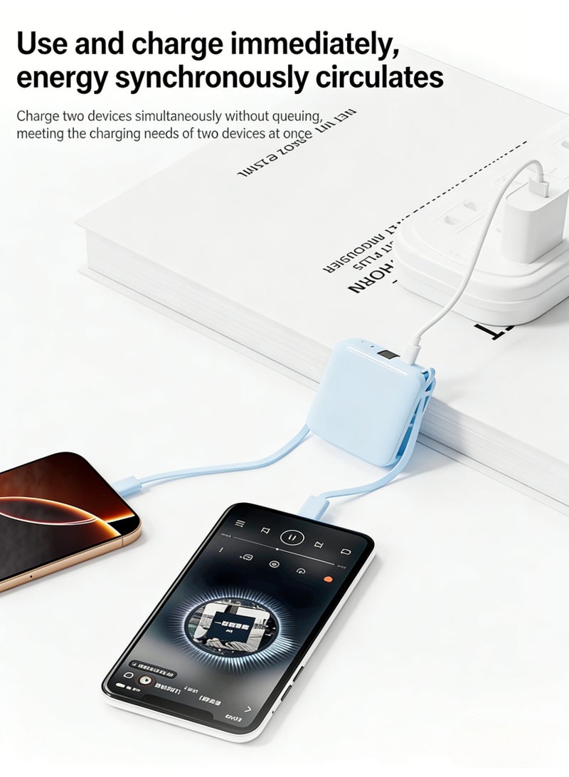 22.5W Fast Charging Mini Power Bank with Built-in Cables (Type-C & Lightning), 10000mAh Portable Charger with LED Digital Display, Ultra-Compact Pocket-Sized Battery Pack for iPhone 17/16/15/14, Samsung, Huawei & Tablets - Image 4