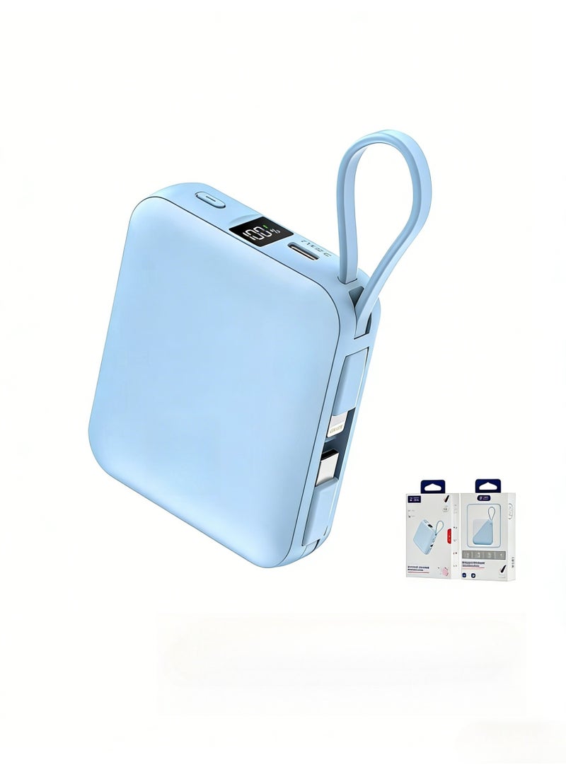 22.5W Fast Charging Mini Power Bank with Built-in Cables (Type-C & Lightning), 10000mAh Portable Charger with LED Digital Display, Ultra-Compact Pocket-Sized Battery Pack for iPhone 17/16/15/14, Samsung, Huawei & Tablets - Image 1
