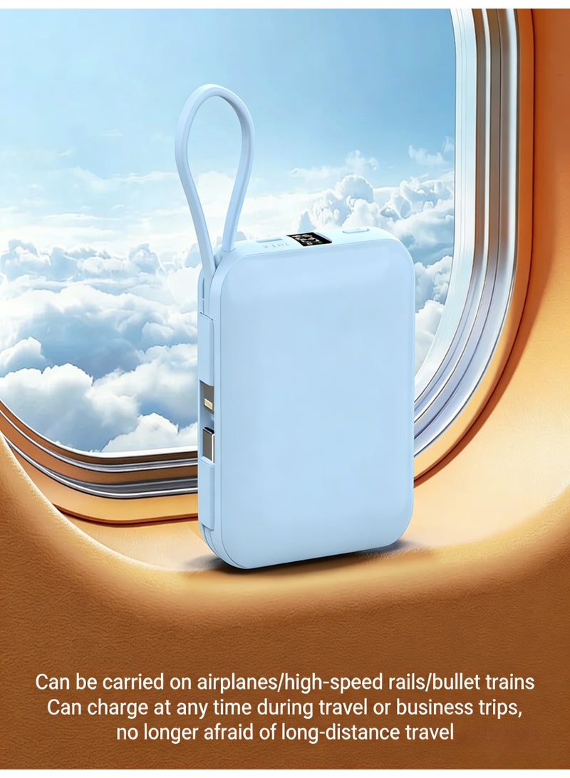 22.5W Fast Charging Mini Power Bank with Built-in Cables (Type-C & Lightning), 10000mAh Portable Charger with LED Digital Display, Ultra-Compact Pocket-Sized Battery Pack for iPhone 17/16/15/14, Samsung, Huawei & Tablets - Image 3