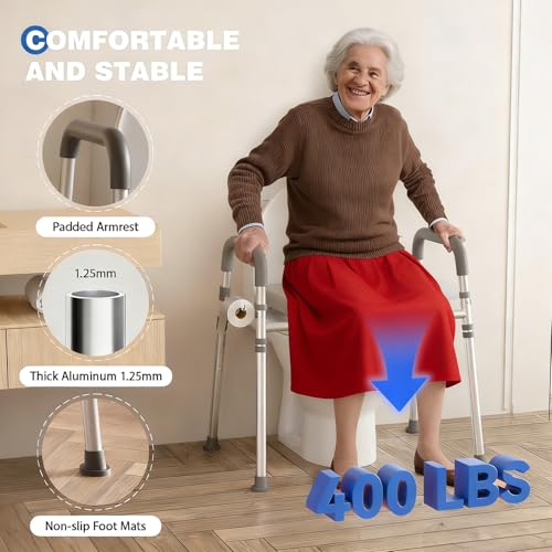 Loyoda Toilet Seat Riser with Handles,Raised Toilet Seat for Seniors with Adjustable Height & Width, 400 lb Capacity Handicap Elevated Toilet Seat for Elderly, Pregnant, Fit Any Toilet - Image 5