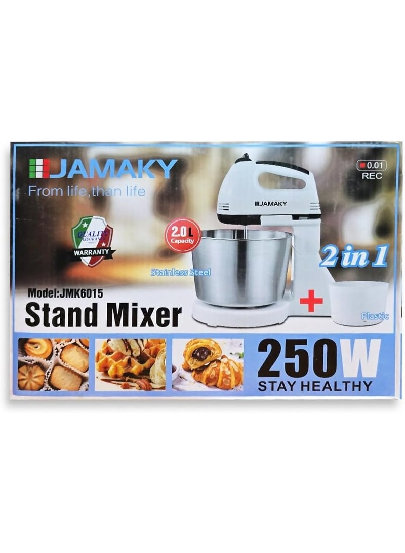 JAMAKY Jamaky Hand Mixer, 250 Watt, 2 Liter Capacity, White, Model JMK6015 - Image 4