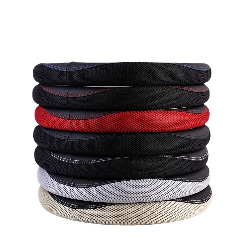 Ice Silk & Leather Steering Wheel Cover - Image 1