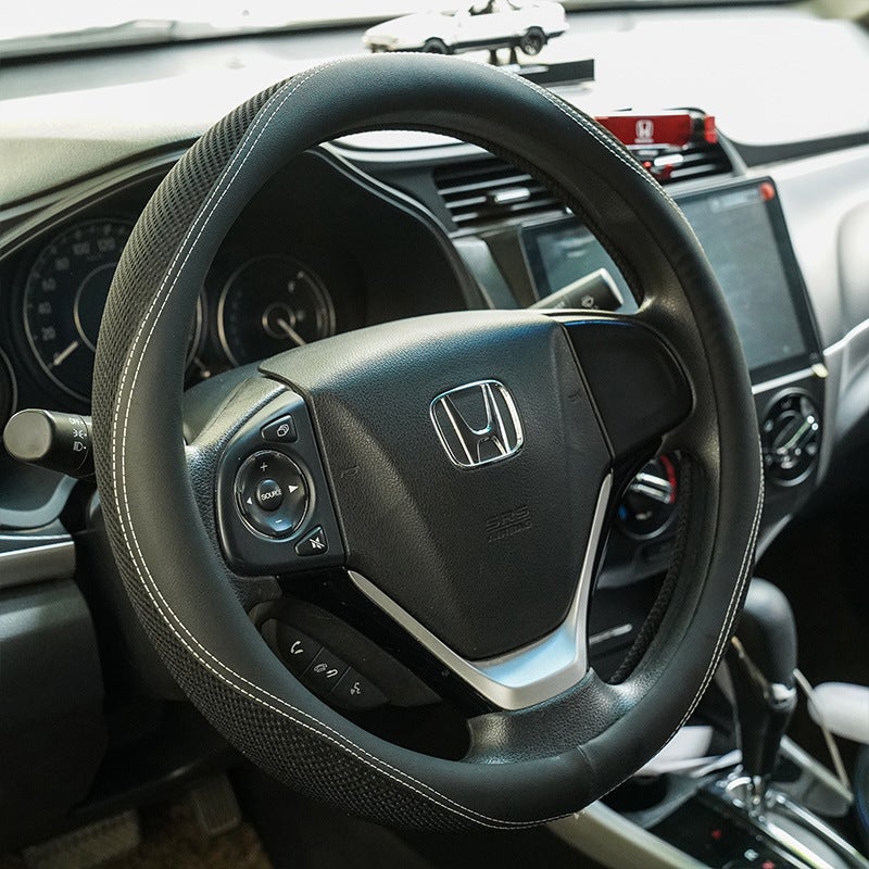 Ice Silk & Leather Steering Wheel Cover - Image 4