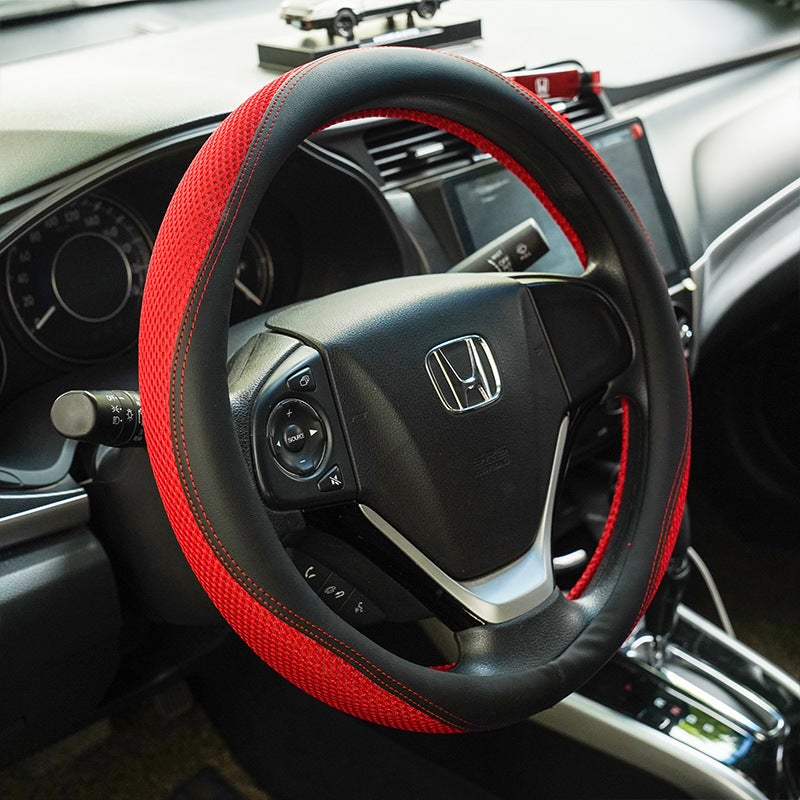 Ice Silk & Leather Steering Wheel Cover - Image 3