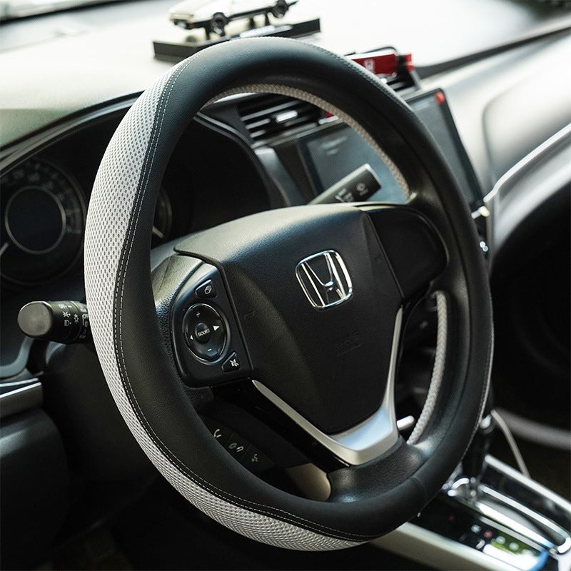 Ice Silk & Leather Steering Wheel Cover - Image 2