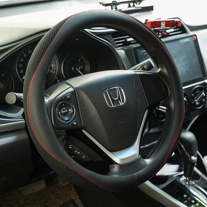 Ice Silk & Leather Steering Wheel Cover - Image 5
