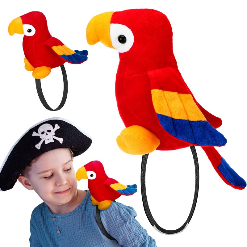 Funtery 2 Pcs Halloween Pirate Parrot on Shoulder Prop Halloween Stuffed Pirate Costume Accessories Party Favors Gifts Toys for Girls Boys - Image 3